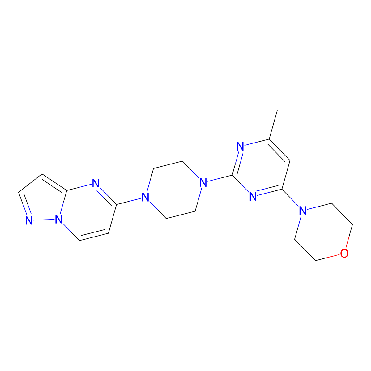 4-[6-Methyl-2-(4-{pyrazolo[1,5-a]pyrimidin-5-yl}piperazin-1-yl)pyrimidin-4-yl]morpholine molecular structure, CAS 2640976-83-4