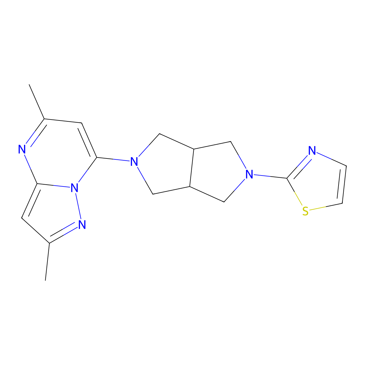 2-(5-{2,5-Dimethylpyrazolo[1,5-a]pyrimidin-7-yl}-octahydropyrrolo[3,4-c]pyrrol-2-yl)-1,3-thiazole molecular structure, CAS 2640976-87-8