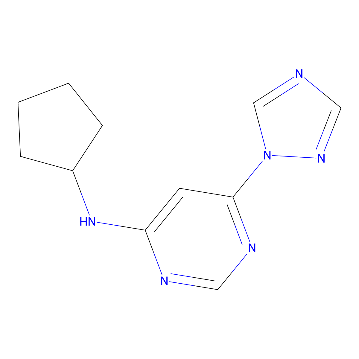 N-cyclopentyl-6-(1H-1,2,4-triazol-1-yl)pyrimidin-4-amine molecular structure, CAS 2640976-95-8