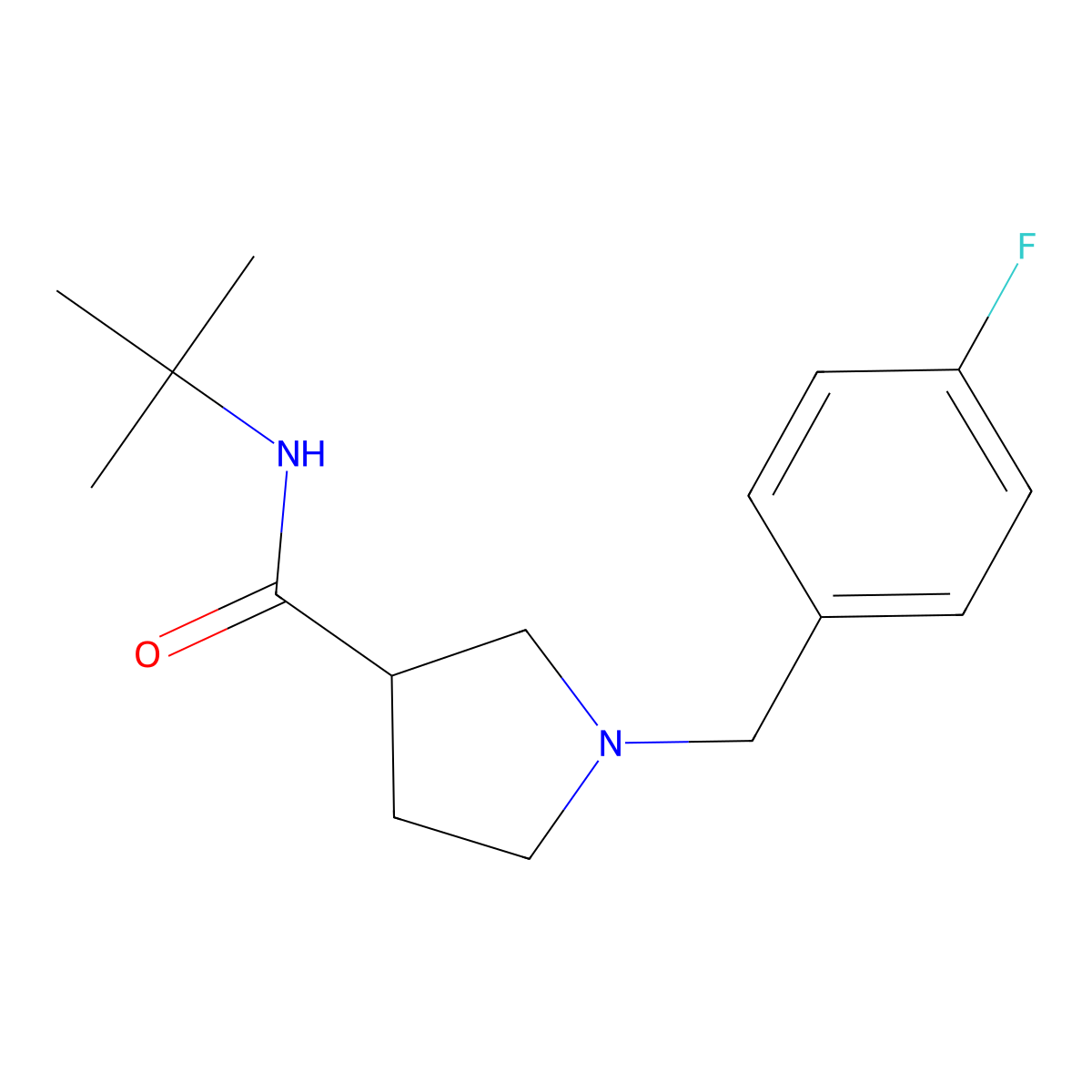 N-tert-butyl-1-[(4-fluorophenyl)methyl]pyrrolidine-3-carboxamide molecular structure, CAS 2640977-02-0