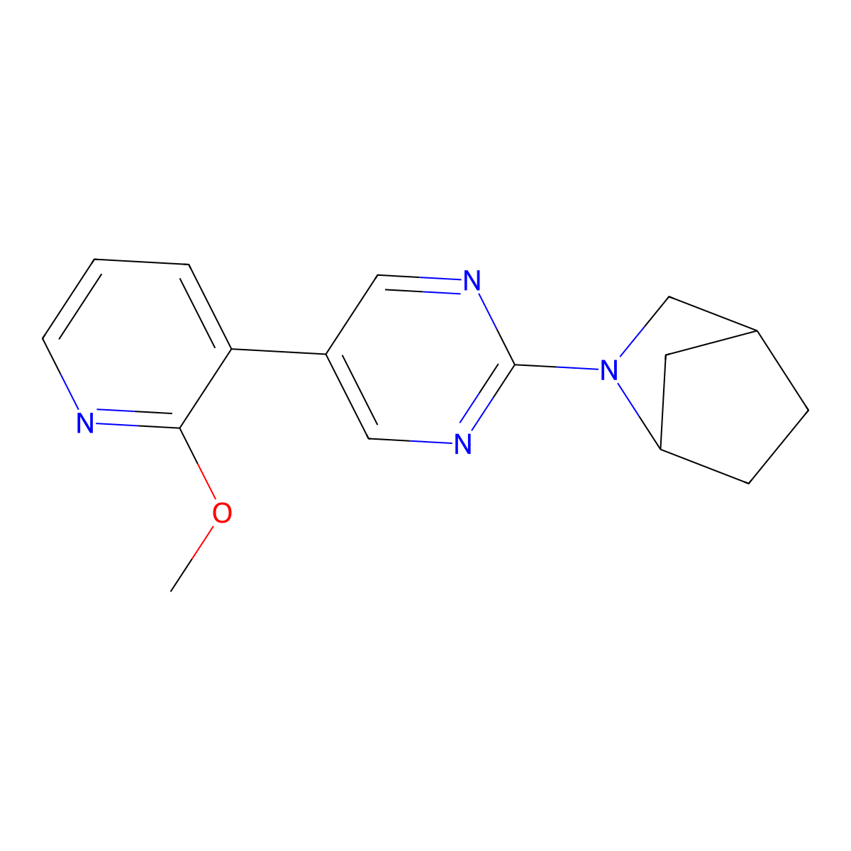 2-[5-(2-Methoxypyridin-3-yl)pyrimidin-2-yl]-2-azabicyclo[2.2.1]heptane molecular structure, CAS 2640977-03-1