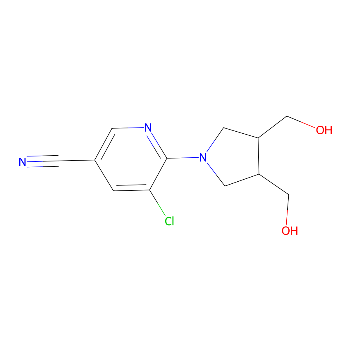 6-[3,4-Bis(hydroxymethyl)pyrrolidin-1-yl]-5-chloropyridine-3-carbonitrile molecular structure, CAS 2640977-11-1