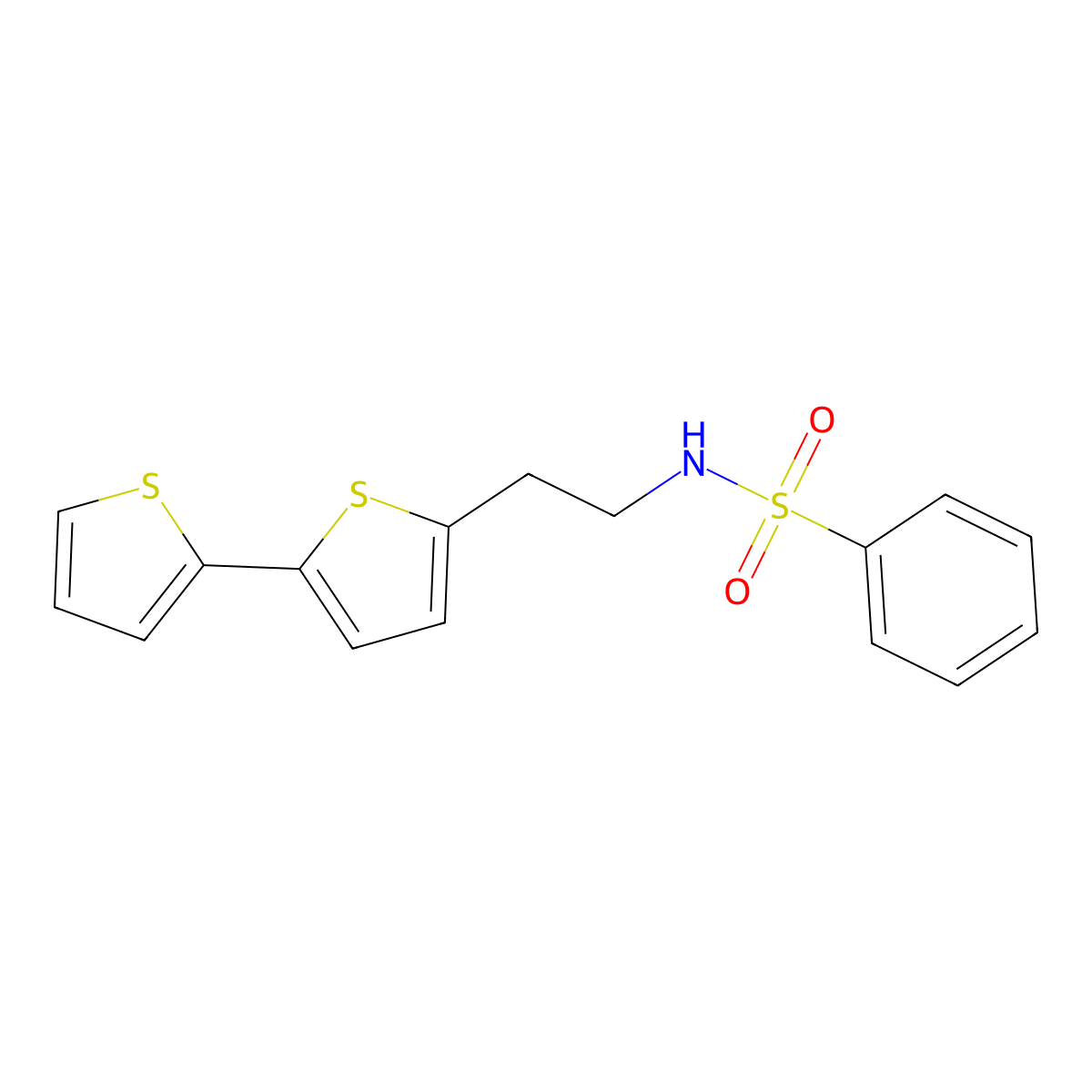 N-(2-{[2,2'-bithiophene]-5-yl}ethyl)benzenesulfonamide molecular structure, CAS 2640977-20-2