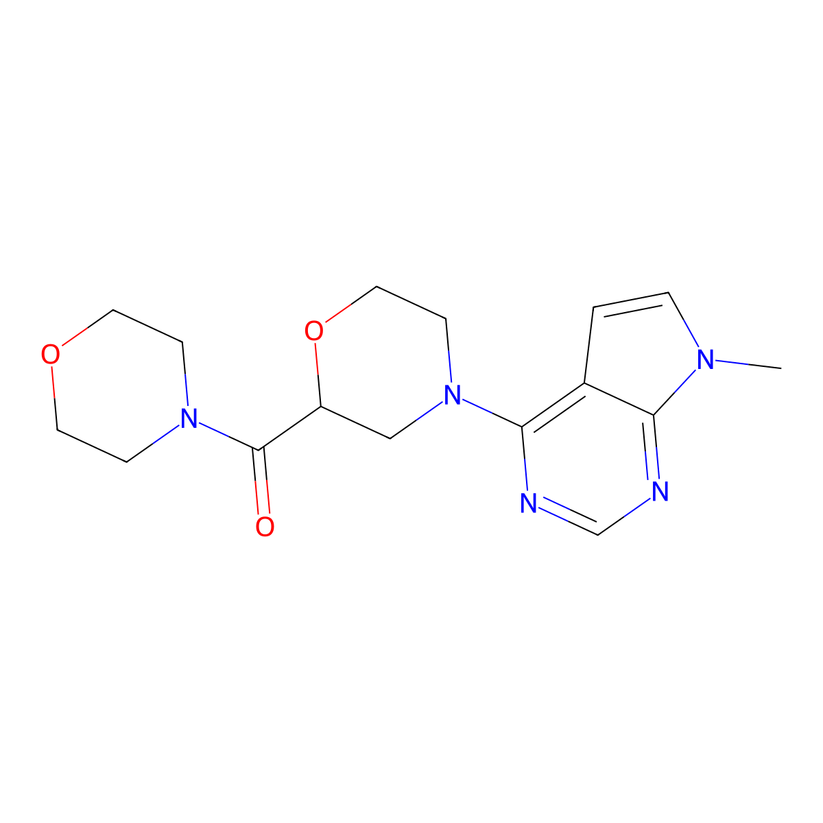 4-{7-methyl-7H-pyrrolo[2,3-d]pyrimidin-4-yl}-2-(morpholine-4-carbonyl)morpholine molecular structure, CAS 2640977-23-5