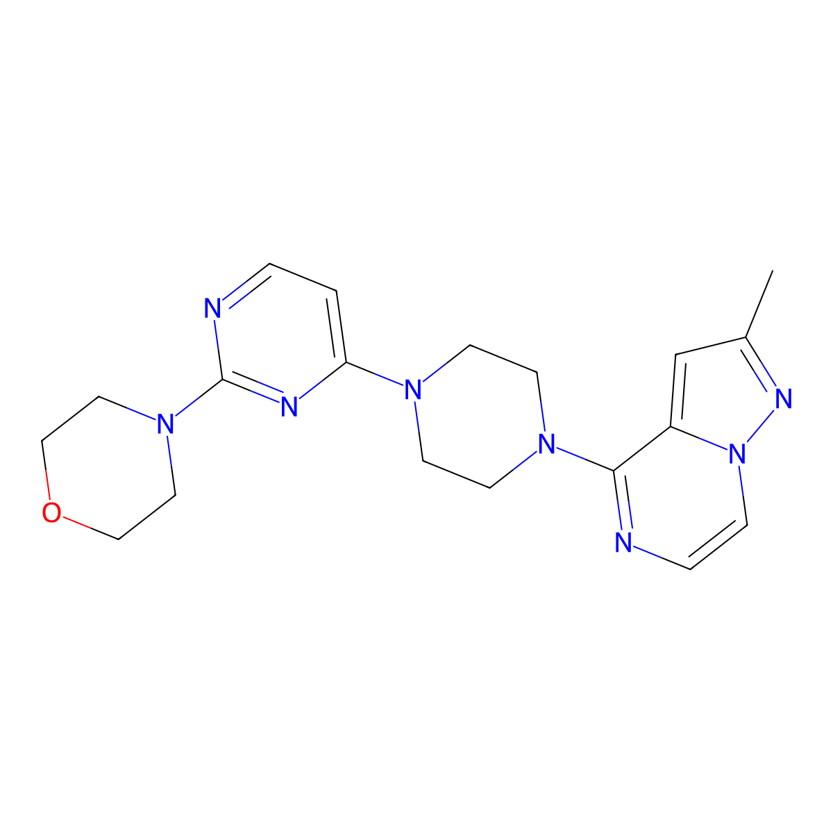 4-[4-(4-{2-Methylpyrazolo[1,5-a]pyrazin-4-yl}piperazin-1-yl)pyrimidin-2-yl]morpholine molecular structure, CAS 2640977-24-6