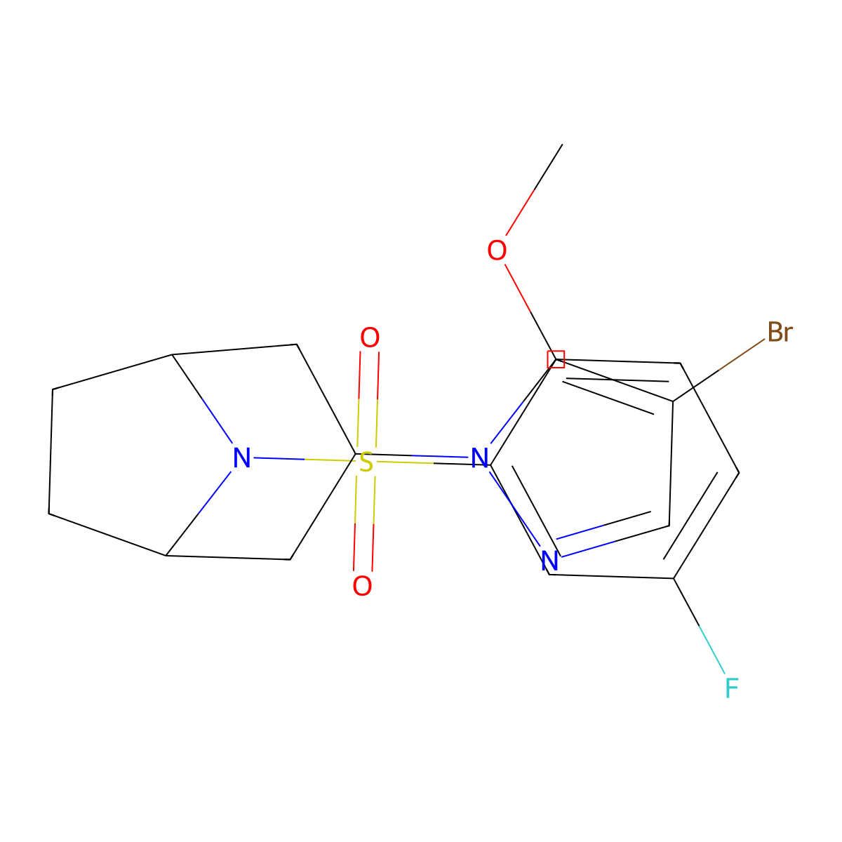 3-(4-bromo-1H-pyrazol-1-yl)-8-(5-fluoro-2-methoxybenzenesulfonyl)-8-azabicyclo[3.2.1]octane molecular structure, CAS 2640977-27-9