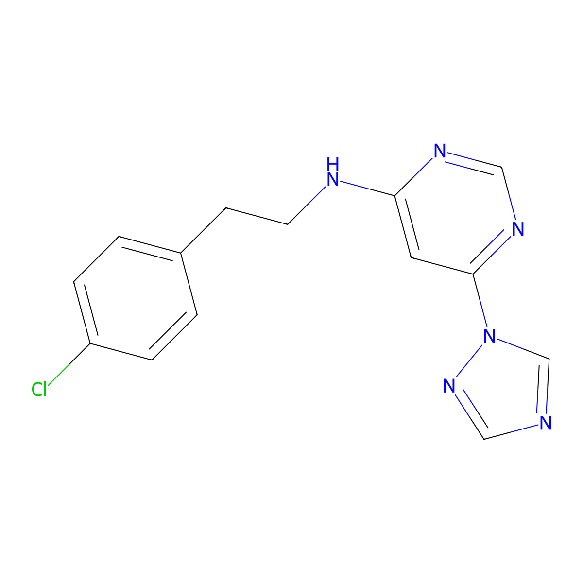 N-[2-(4-chlorophenyl)ethyl]-6-(1H-1,2,4-triazol-1-yl)pyrimidin-4-amine molecular structure, CAS 2640977-34-8