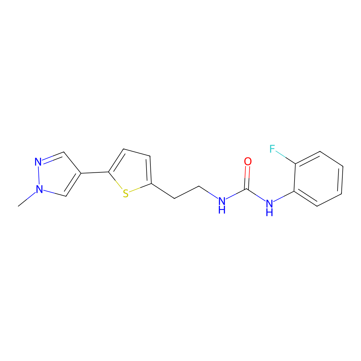 1-(2-fluorophenyl)-3-{2-[5-(1-methyl-1H-pyrazol-4-yl)thiophen-2-yl]ethyl}urea molecular structure, CAS 2640977-37-1