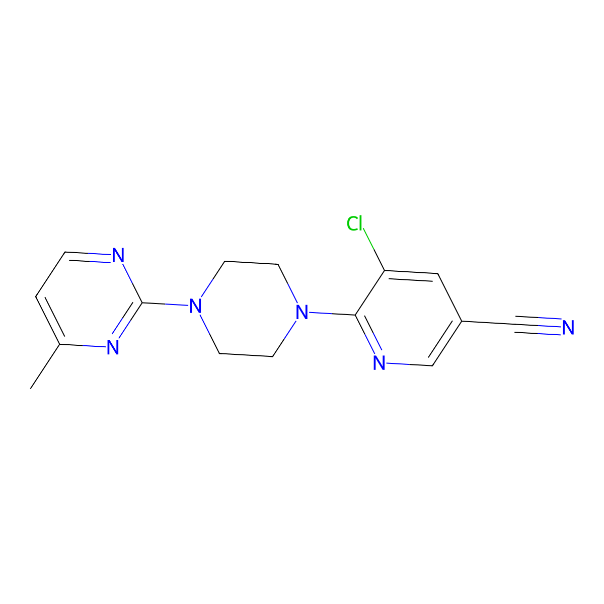 5-Chloro-6-[4-(4-methylpyrimidin-2-yl)piperazin-1-yl]pyridine-3-carbonitrile molecular structure, CAS 2640977-38-2