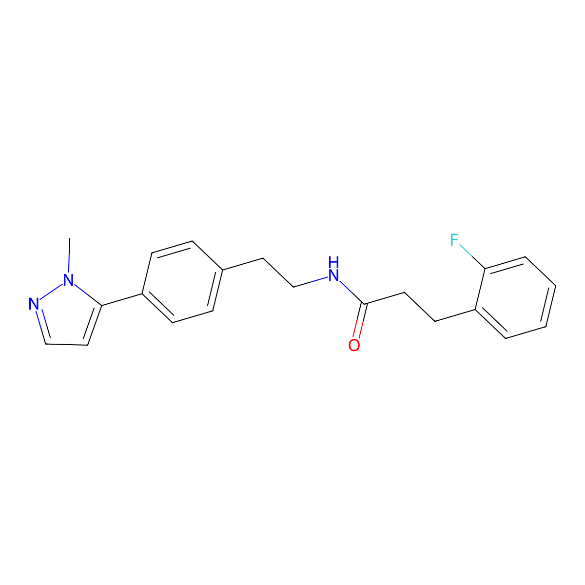 3-(2-fluorophenyl)-N-{2-[4-(1-methyl-1H-pyrazol-5-yl)phenyl]ethyl}propanamide molecular structure, CAS 2640977-41-7