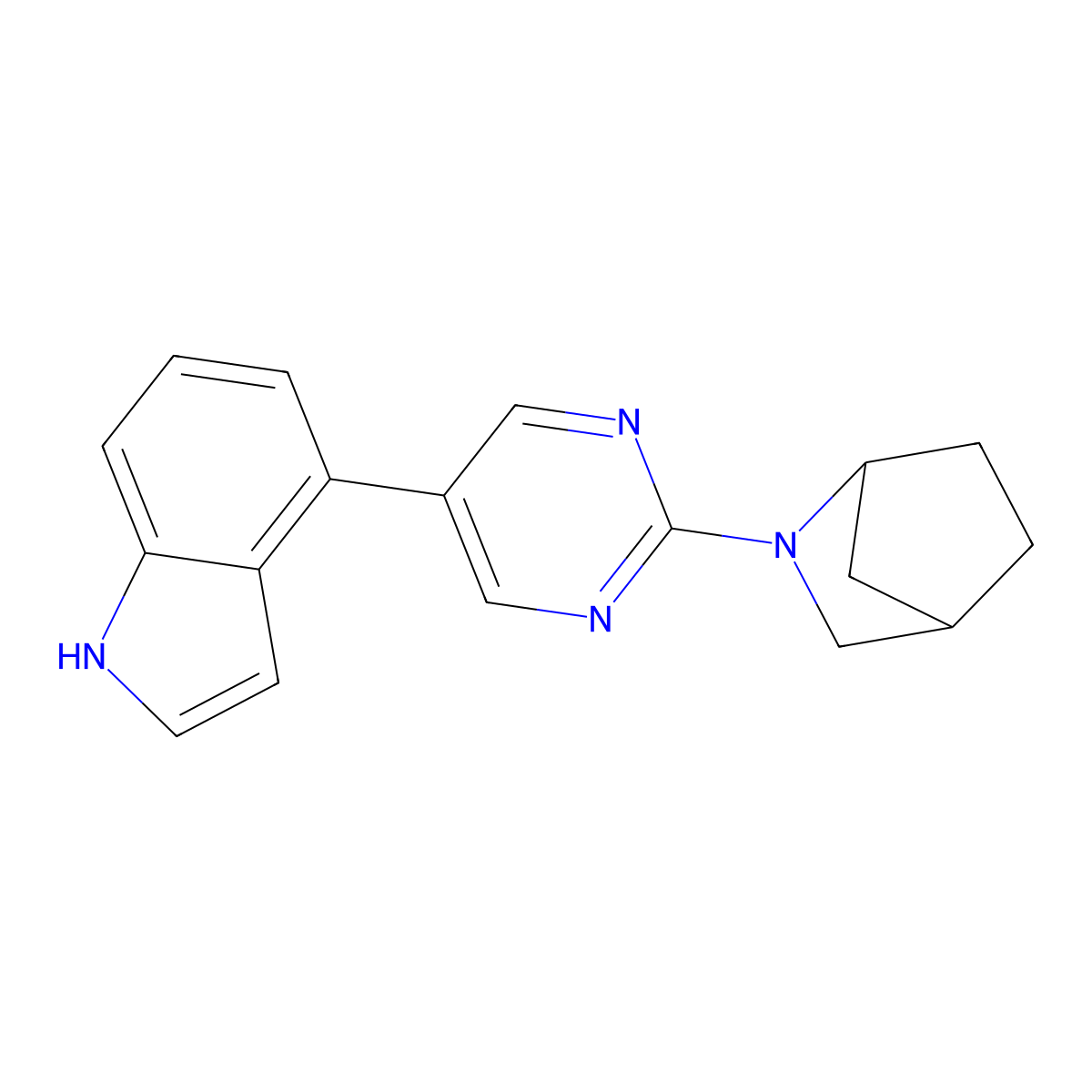 4-(2-{2-azabicyclo[2.2.1]heptan-2-yl}pyrimidin-5-yl)-1H-indole molecular structure, CAS 2640977-43-9