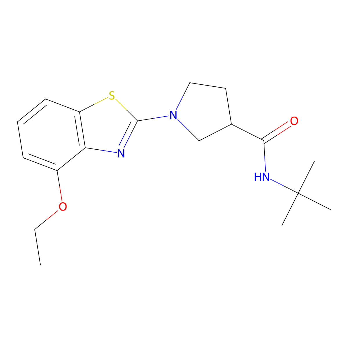 N-tert-butyl-1-(4-ethoxy-1,3-benzothiazol-2-yl)pyrrolidine-3-carboxamide molecular structure, CAS 2640977-46-2