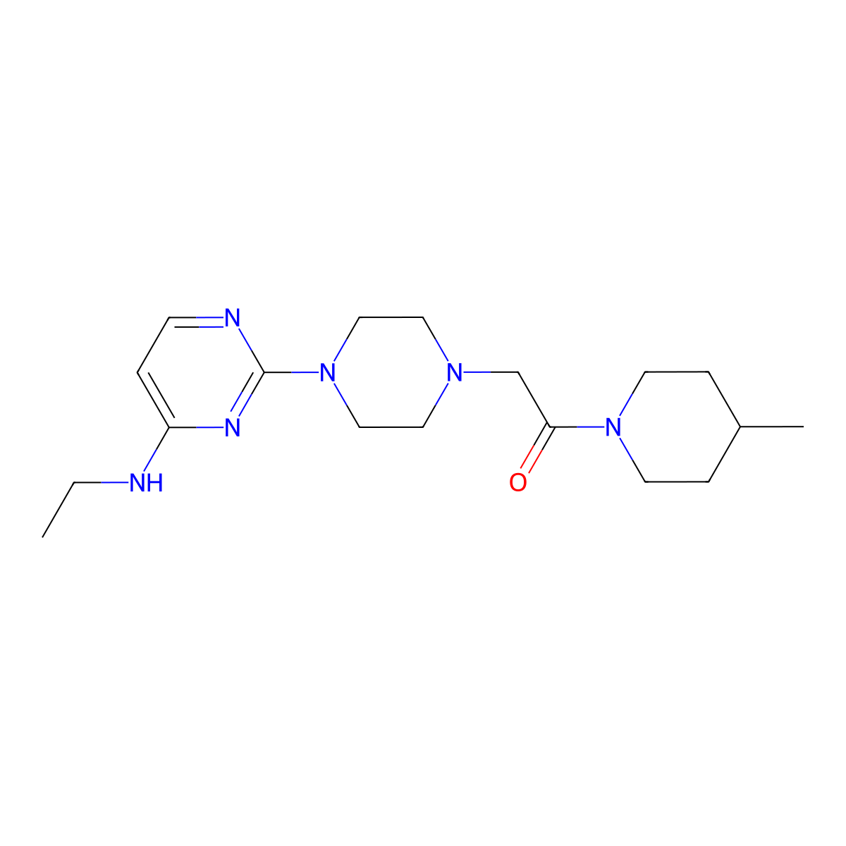 2-{4-[4-(Ethylamino)pyrimidin-2-yl]piperazin-1-yl}-1-(4-methylpiperidin-1-yl)ethan-1-one molecular structure, CAS 2640977-53-1