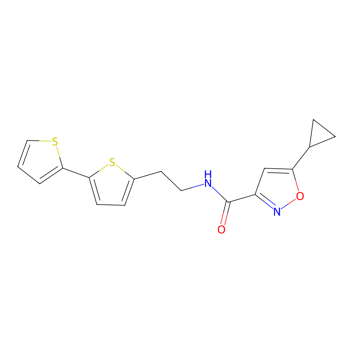 N-(2-{[2,2'-bithiophene]-5-yl}ethyl)-5-cyclopropyl-1,2-oxazole-3-carboxamide molecular structure, CAS 2640977-56-4