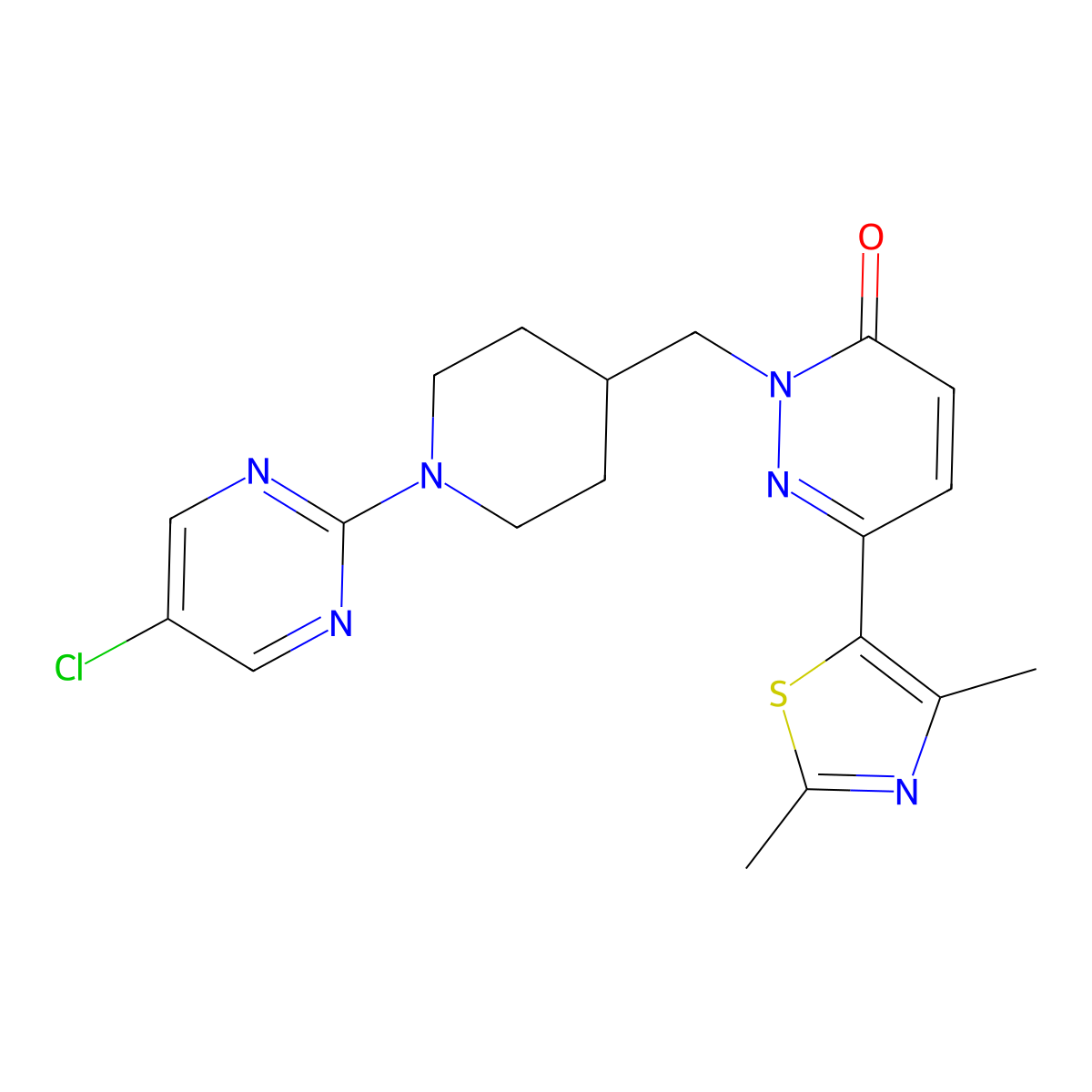 2-{[1-(5-Chloropyrimidin-2-yl)piperidin-4-yl]methyl}-6-(2,4-dimethyl-1,3-thiazol-5-yl)-2,3-dihydropyridazin-3-one molecular structure, CAS 2640977-58-6