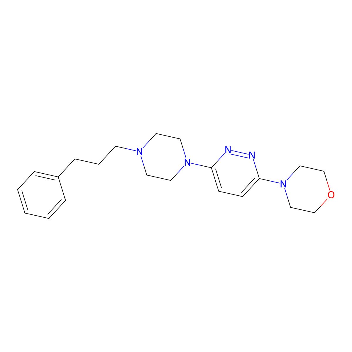 4-{6-[4-(3-Phenylpropyl)piperazin-1-yl]pyridazin-3-yl}morpholine molecular structure, CAS 2640977-60-0