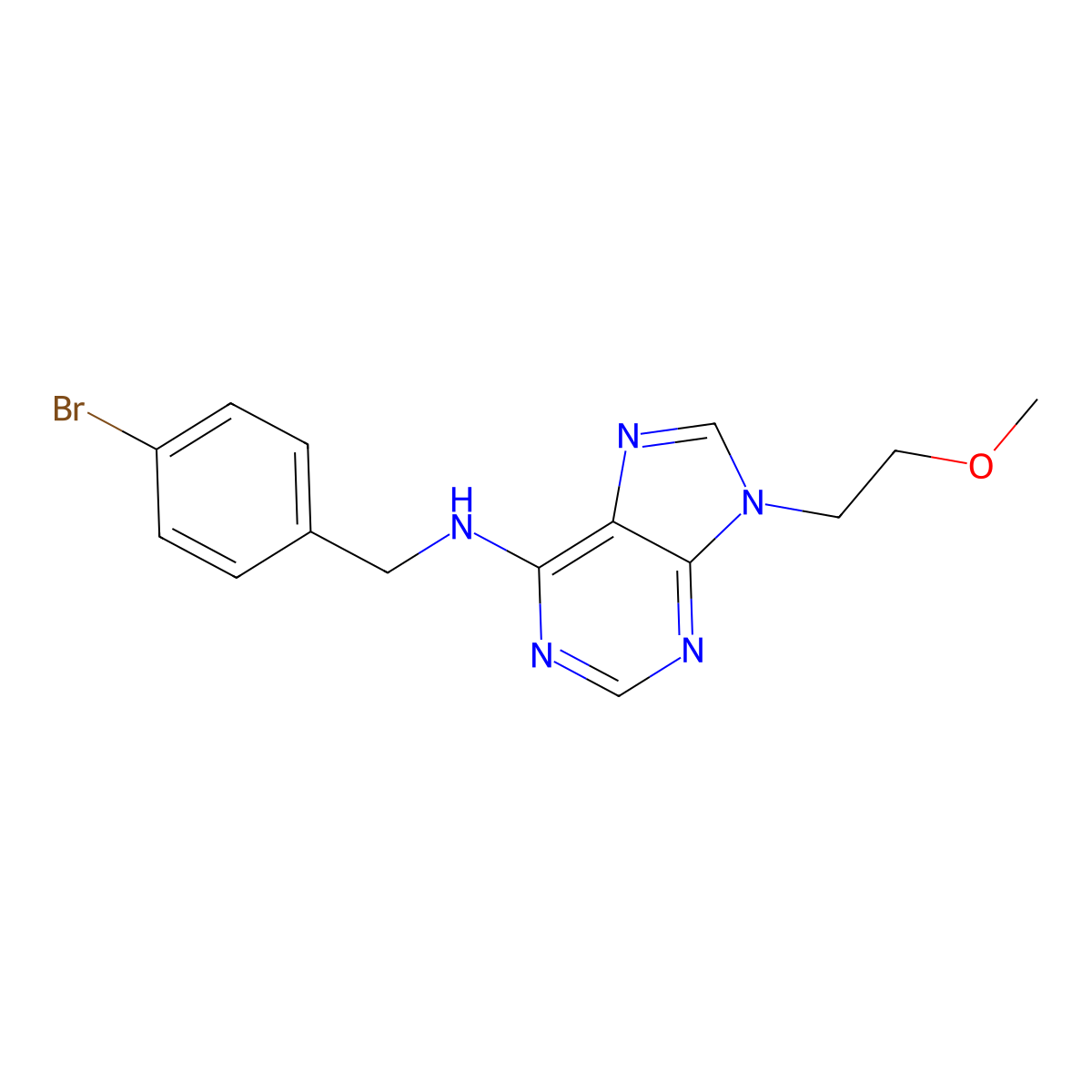 N-[(4-bromophenyl)methyl]-9-(2-methoxyethyl)-9H-purin-6-amine molecular structure, CAS 2640977-68-8