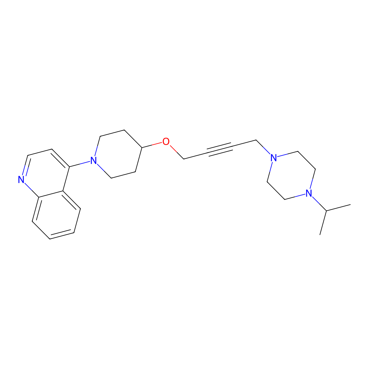 4-[4-({4-[4-(Propan-2-yl)piperazin-1-yl]but-2-yn-1-yl}oxy)piperidin-1-yl]quinoline molecular structure, CAS 2640977-74-6