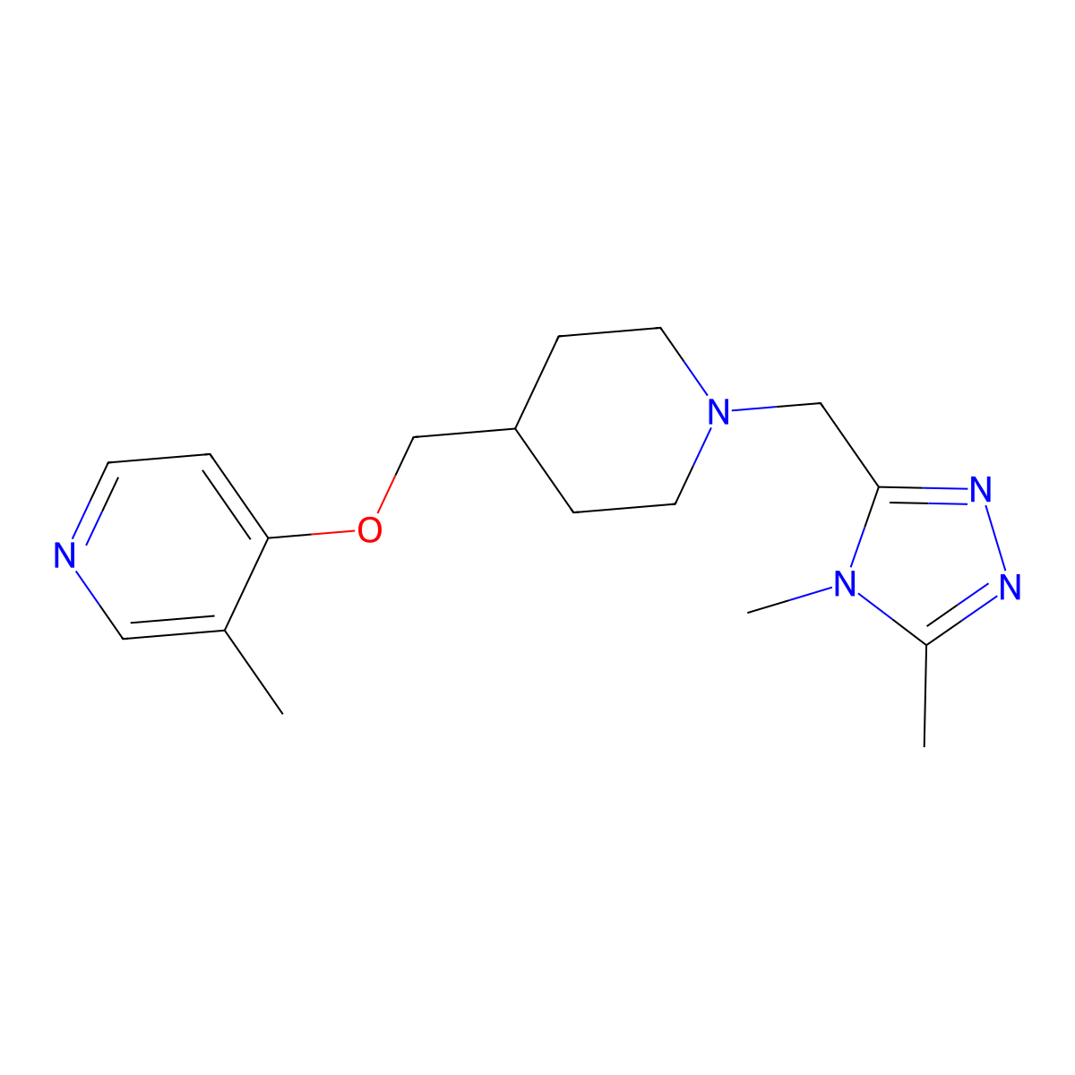 4-({1-[(4,5-dimethyl-4H-1,2,4-triazol-3-yl)methyl]piperidin-4-yl}methoxy)-3-methylpyridine molecular structure, CAS 2640977-82-6