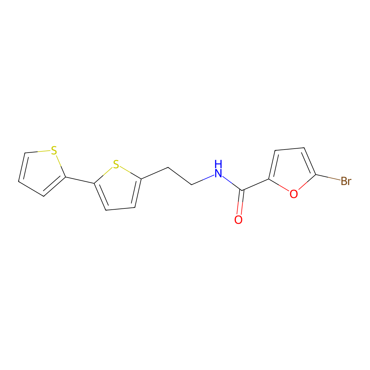 N-(2-{[2,2'-bithiophene]-5-yl}ethyl)-5-bromofuran-2-carboxamide molecular structure, CAS 2640977-86-0