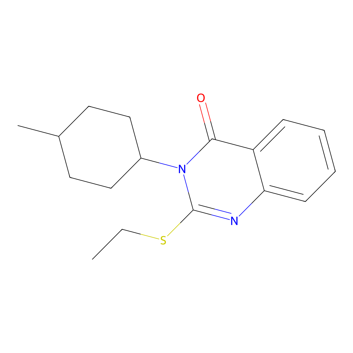 2-(Ethylsulfanyl)-3-(4-methylcyclohexyl)-3,4-dihydroquinazolin-4-one molecular structure, CAS 2640977-89-3