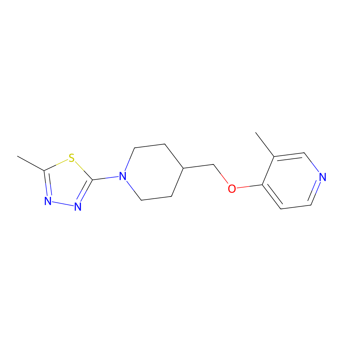 3-Methyl-4-{[1-(5-methyl-1,3,4-thiadiazol-2-yl)piperidin-4-yl]methoxy}pyridine molecular structure, CAS 2640977-90-6