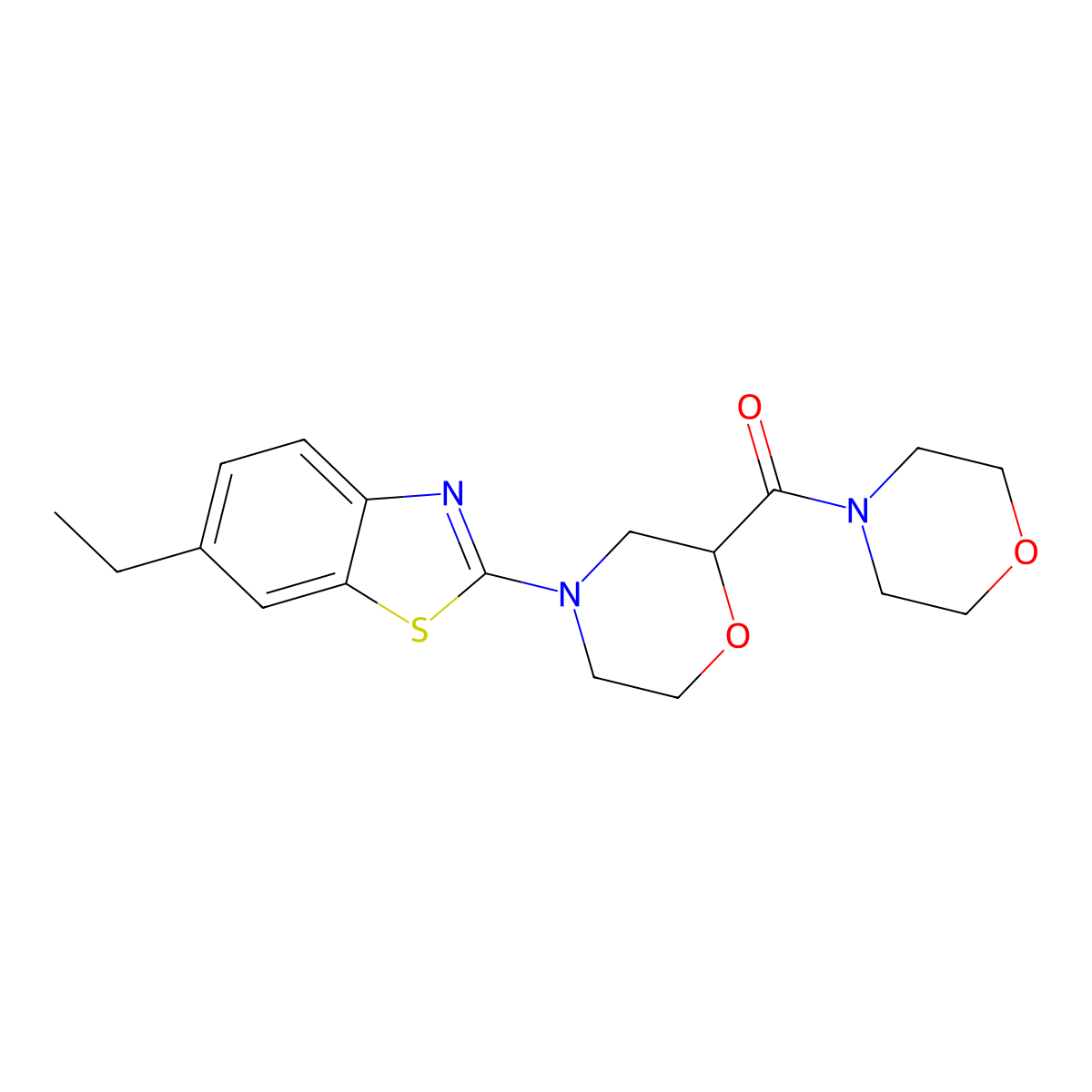6-Ethyl-2-[2-(morpholine-4-carbonyl)morpholin-4-yl]-1,3-benzothiazole molecular structure, CAS 2640977-91-7