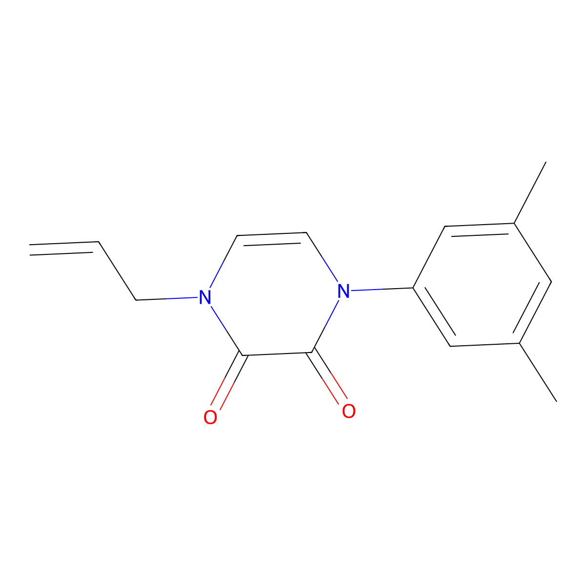 1-(3,5-Dimethylphenyl)-4-(prop-2-en-1-yl)-1,2,3,4-tetrahydropyrazine-2,3-dione molecular structure, CAS 2640978-00-1