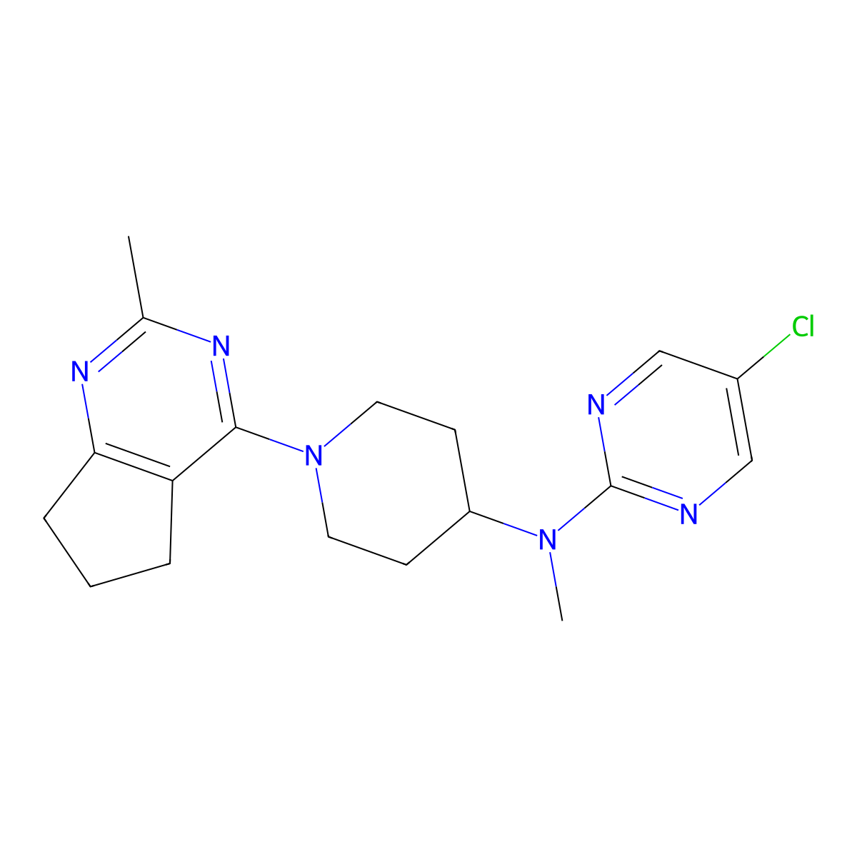 5-chloro-N-methyl-N-(1-{2-methyl-5H,6H,7H-cyclopenta[d]pyrimidin-4-yl}piperidin-4-yl)pyrimidin-2-amine molecular structure, CAS 2640978-01-2