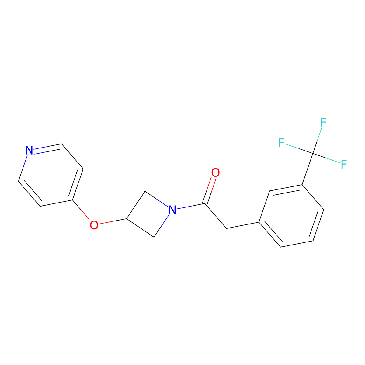 1-[3-(Pyridin-4-yloxy)azetidin-1-yl]-2-[3-(trifluoromethyl)phenyl]ethan-1-one molecular structure, CAS 2640978-03-4
