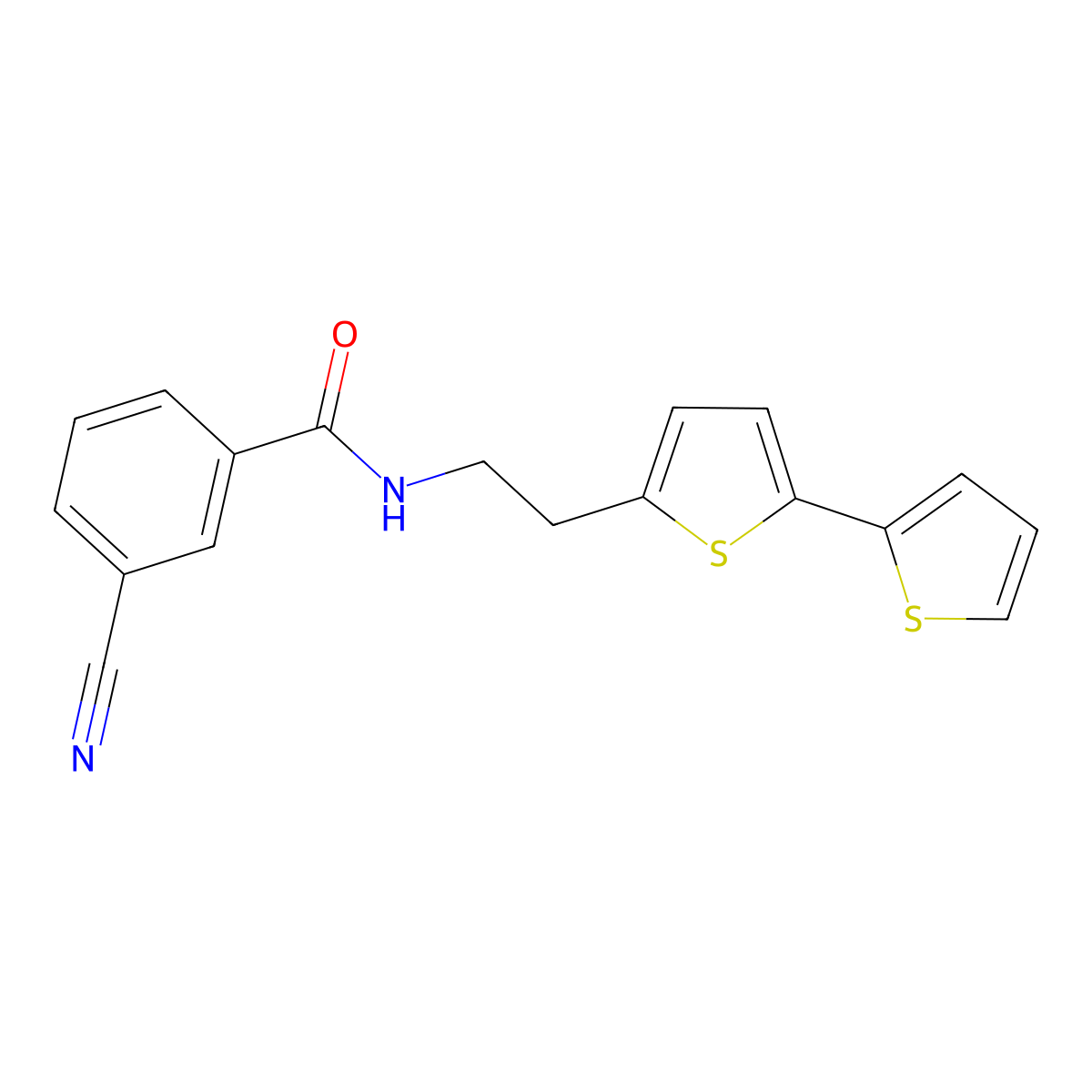 N-(2-{[2,2'-bithiophene]-5-yl}ethyl)-3-cyanobenzamide molecular structure, CAS 2640978-13-6