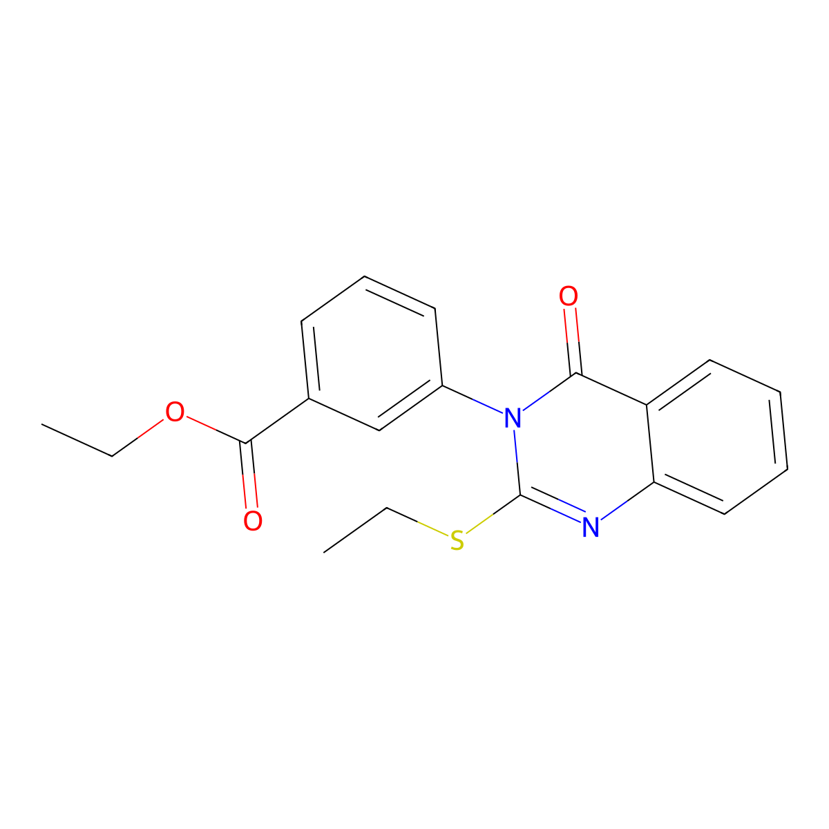 Ethyl 3-[2-(ethylsulfanyl)-4-oxo-3,4-dihydroquinazolin-3-yl]benzoate molecular structure, CAS 2640978-20-5