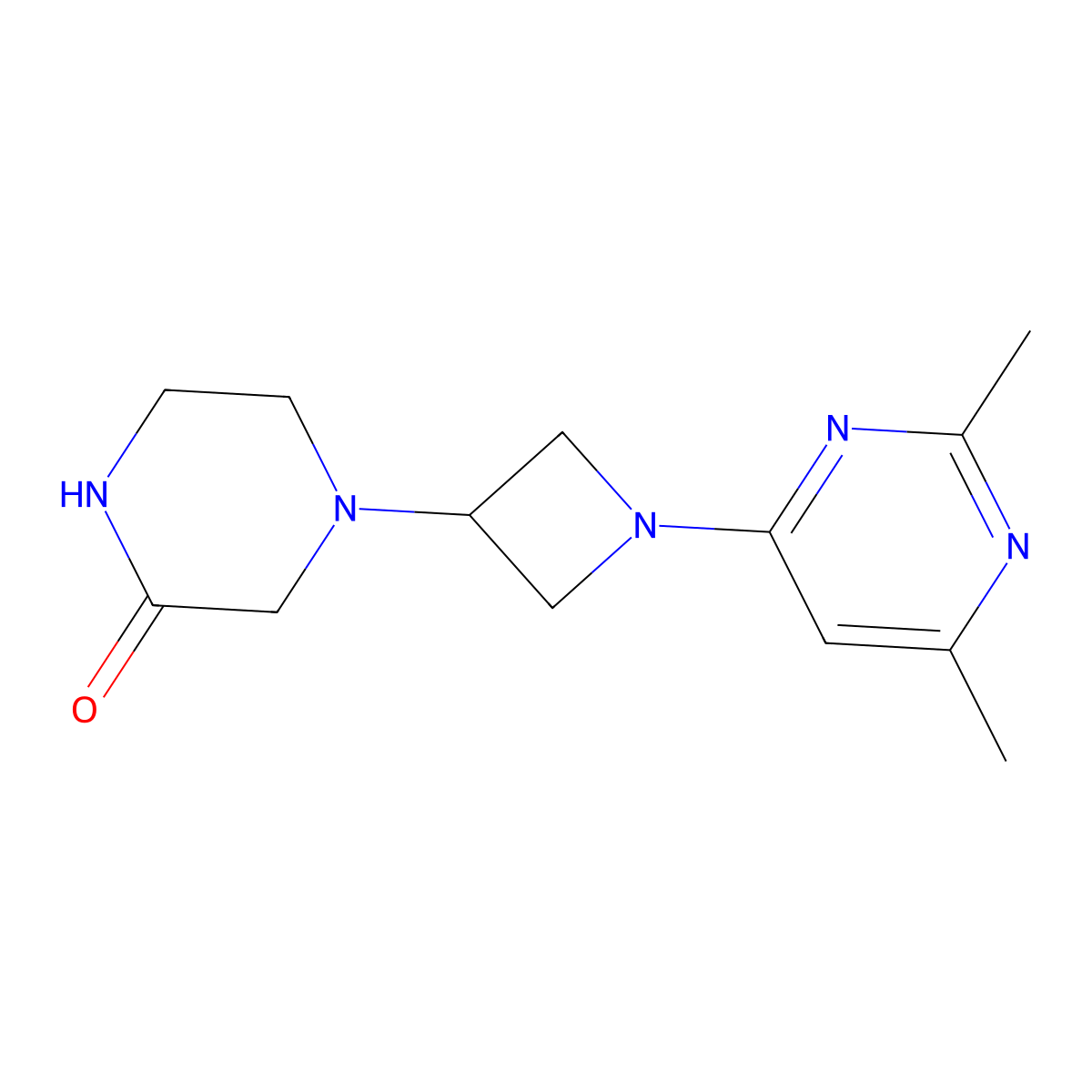 4-[1-(2,6-Dimethylpyrimidin-4-yl)azetidin-3-yl]piperazin-2-one molecular structure, CAS 2640978-26-1