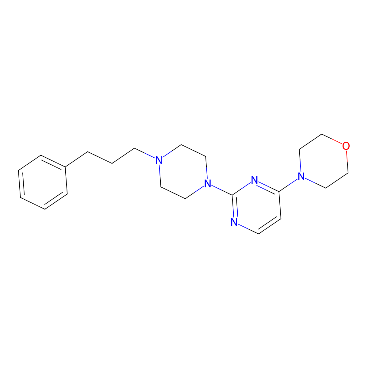 4-{2-[4-(3-Phenylpropyl)piperazin-1-yl]pyrimidin-4-yl}morpholine molecular structure, CAS 2640978-27-2