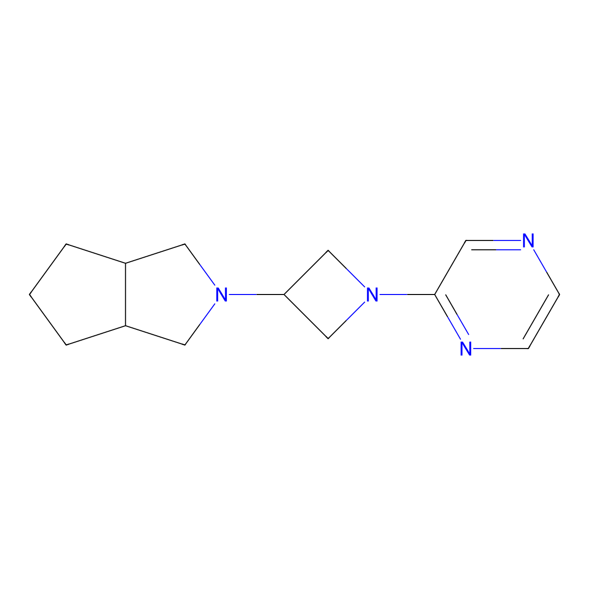 2-(3-{Octahydrocyclopenta[c]pyrrol-2-yl}azetidin-1-yl)pyrazine molecular structure, CAS 2640978-30-7