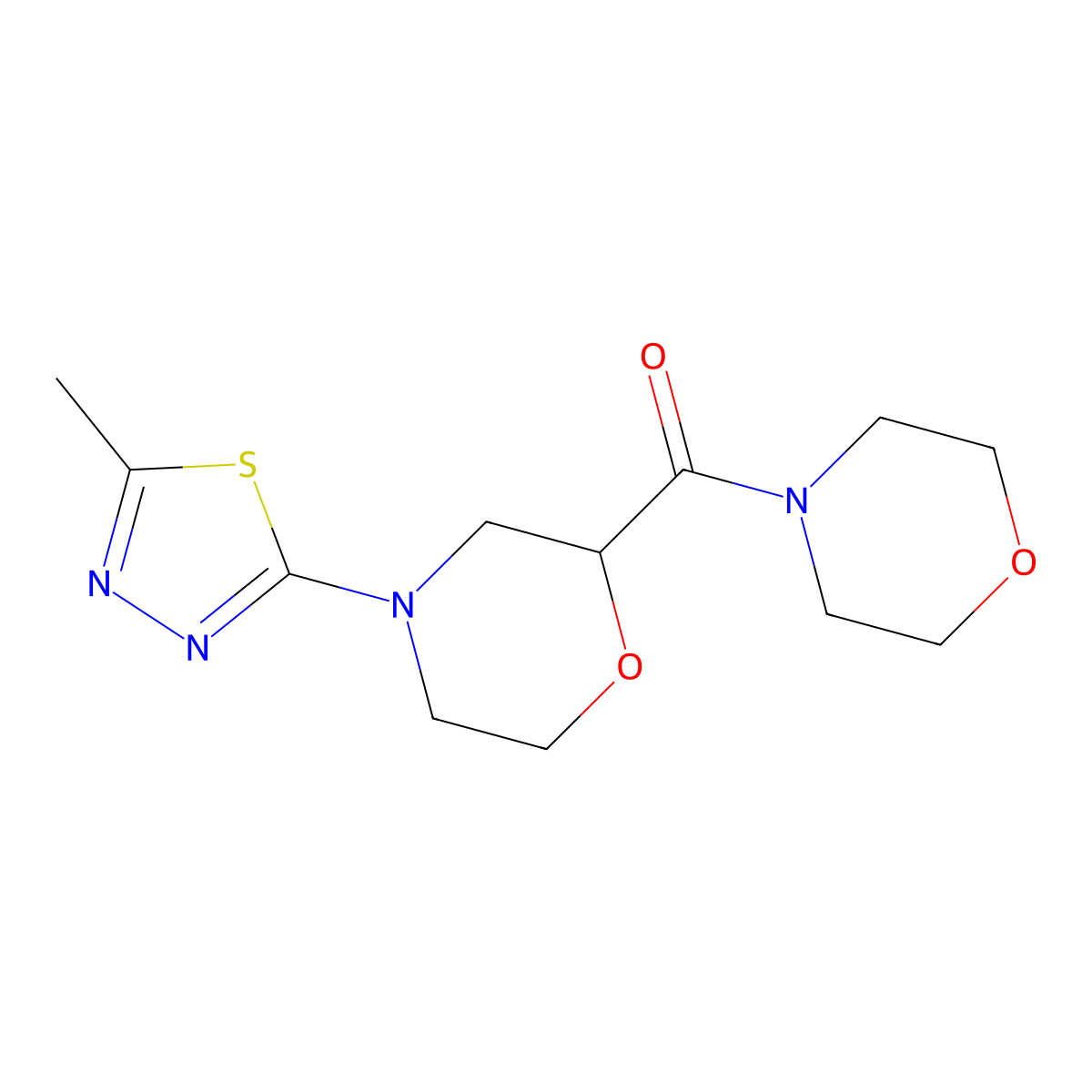 4-(5-Methyl-1,3,4-thiadiazol-2-yl)-2-(morpholine-4-carbonyl)morpholine molecular structure, CAS 2640978-31-8