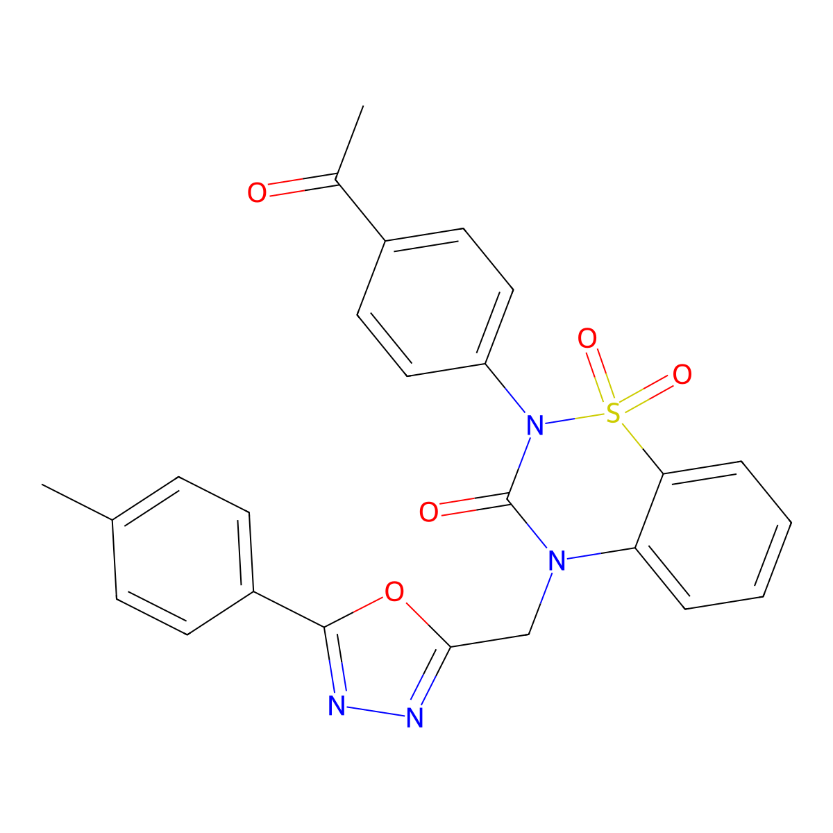 2-(4-Acetylphenyl)-4-[[5-(4-methylphenyl)-1,3,4-oxadiazol-2-yl]methyl]-1,1-dioxo-1lambda6,2,4-benzothiadiazin-3-one molecular structure, CAS 2640978-41-0