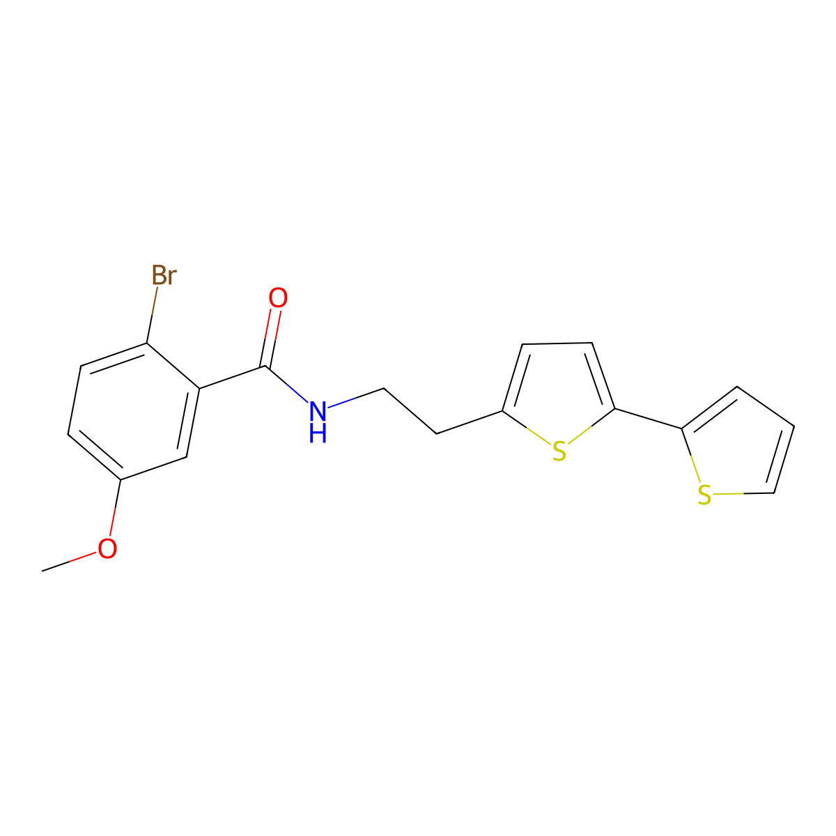 N-(2-{[2,2'-bithiophene]-5-yl}ethyl)-2-bromo-5-methoxybenzamide molecular structure, CAS 2640978-55-6