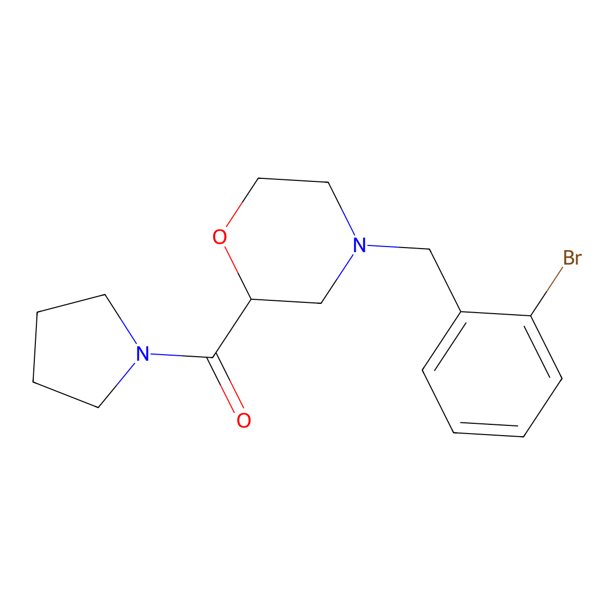 4-[(2-Bromophenyl)methyl]-2-(pyrrolidine-1-carbonyl)morpholine molecular structure, CAS 2640978-62-5