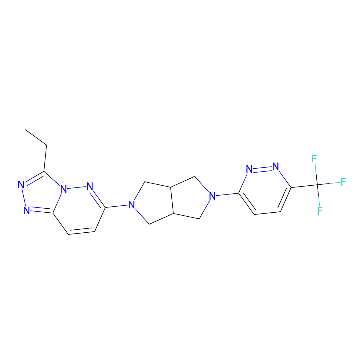 3-(5-{3-Ethyl-[1,2,4]triazolo[4,3-b]pyridazin-6-yl}-octahydropyrrolo[3,4-c]pyrrol-2-yl)-6-(trifluoromethyl)pyridazine molecular structure, CAS 2640978-63-6