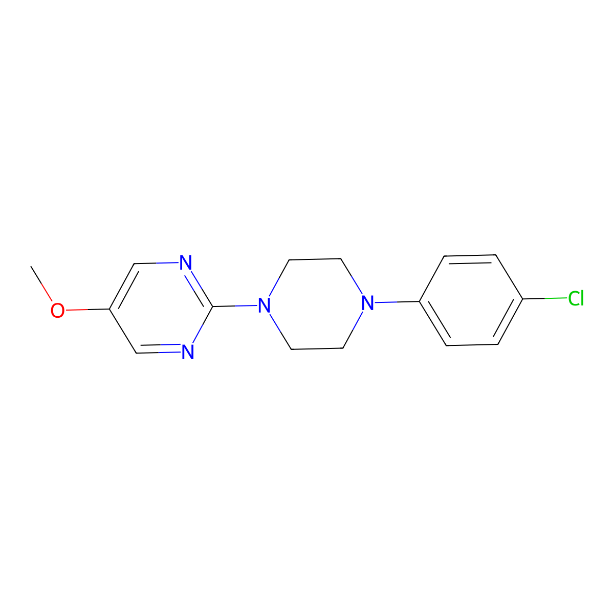 2-[4-(4-Chlorophenyl)piperazin-1-yl]-5-methoxypyrimidine molecular structure, CAS 2640978-66-9