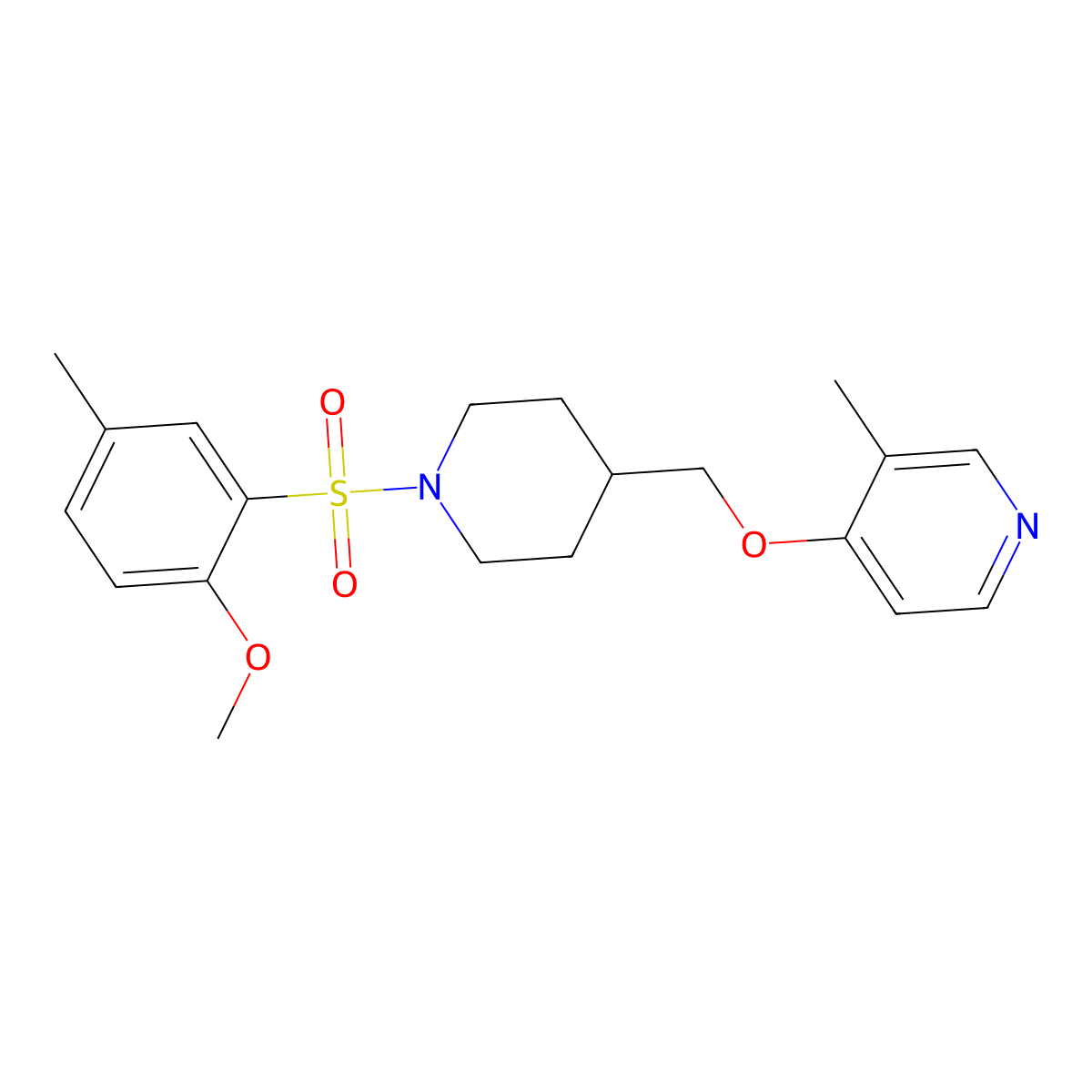 4-{[1-(2-Methoxy-5-methylbenzenesulfonyl)piperidin-4-yl]methoxy}-3-methylpyridine molecular structure, CAS 2640978-69-2