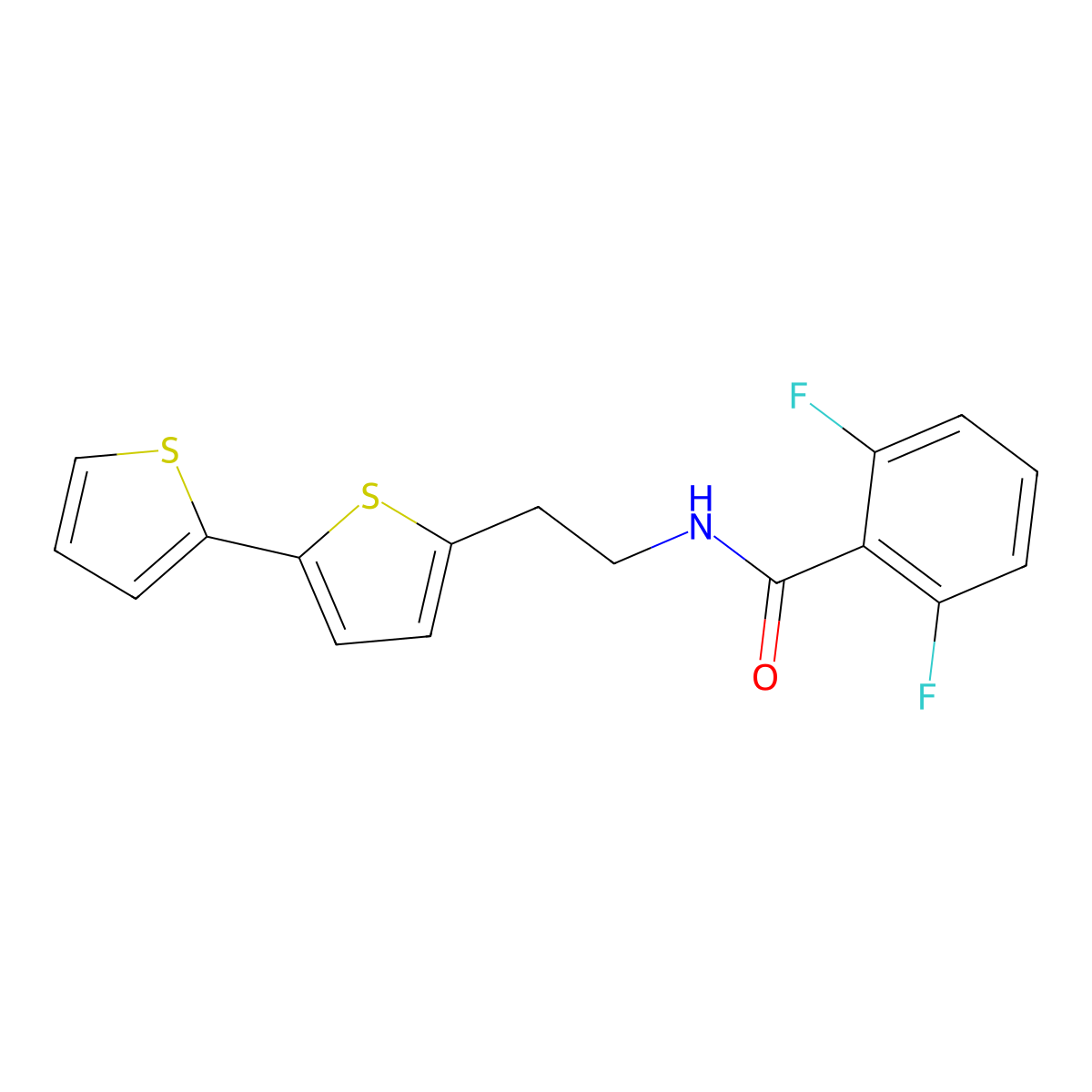 N-(2-{[2,2'-bithiophene]-5-yl}ethyl)-2,6-difluorobenzamide molecular structure, CAS 2640978-72-7