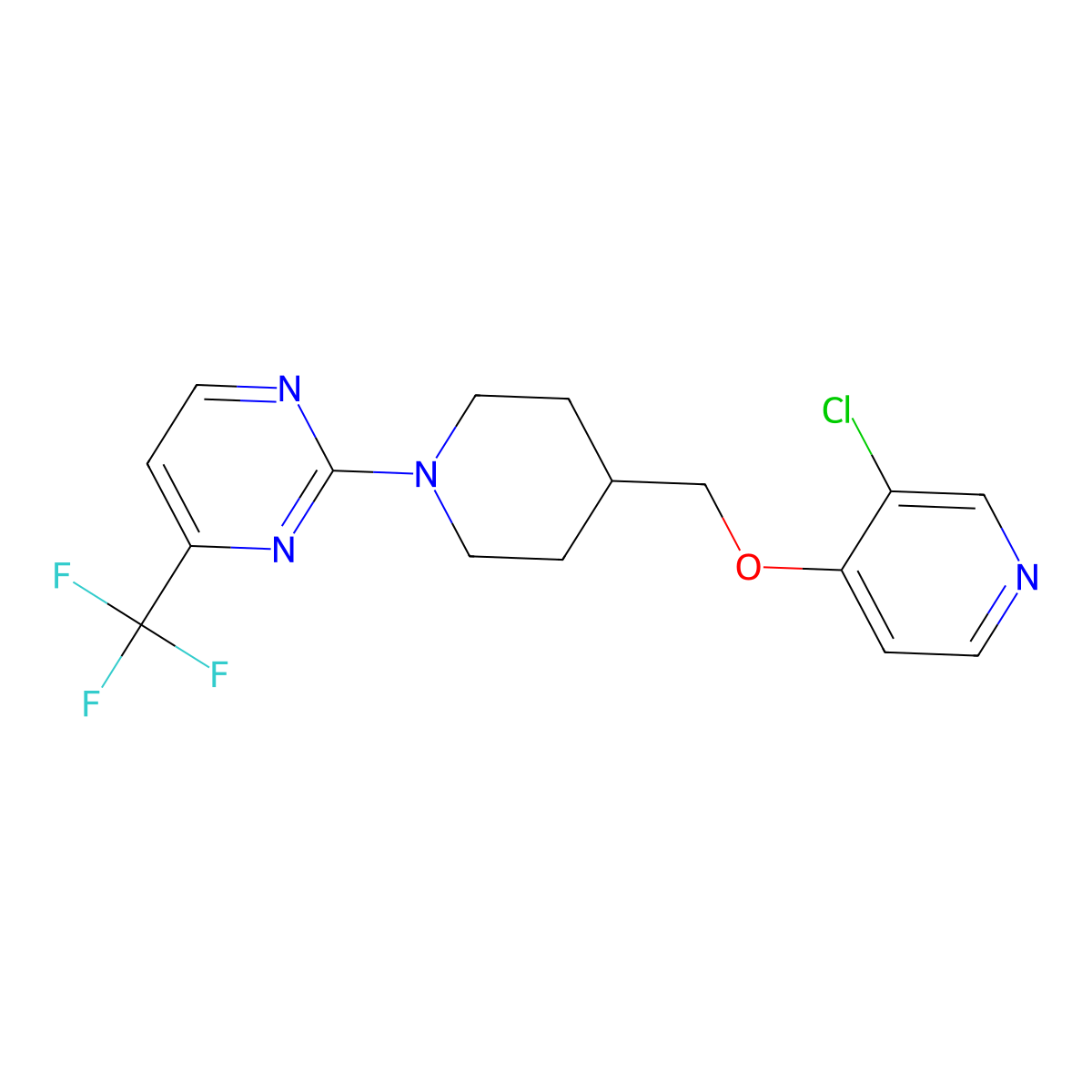 2-(4-{[(3-Chloropyridin-4-yl)oxy]methyl}piperidin-1-yl)-4-(trifluoromethyl)pyrimidine molecular structure, CAS 2640978-73-8