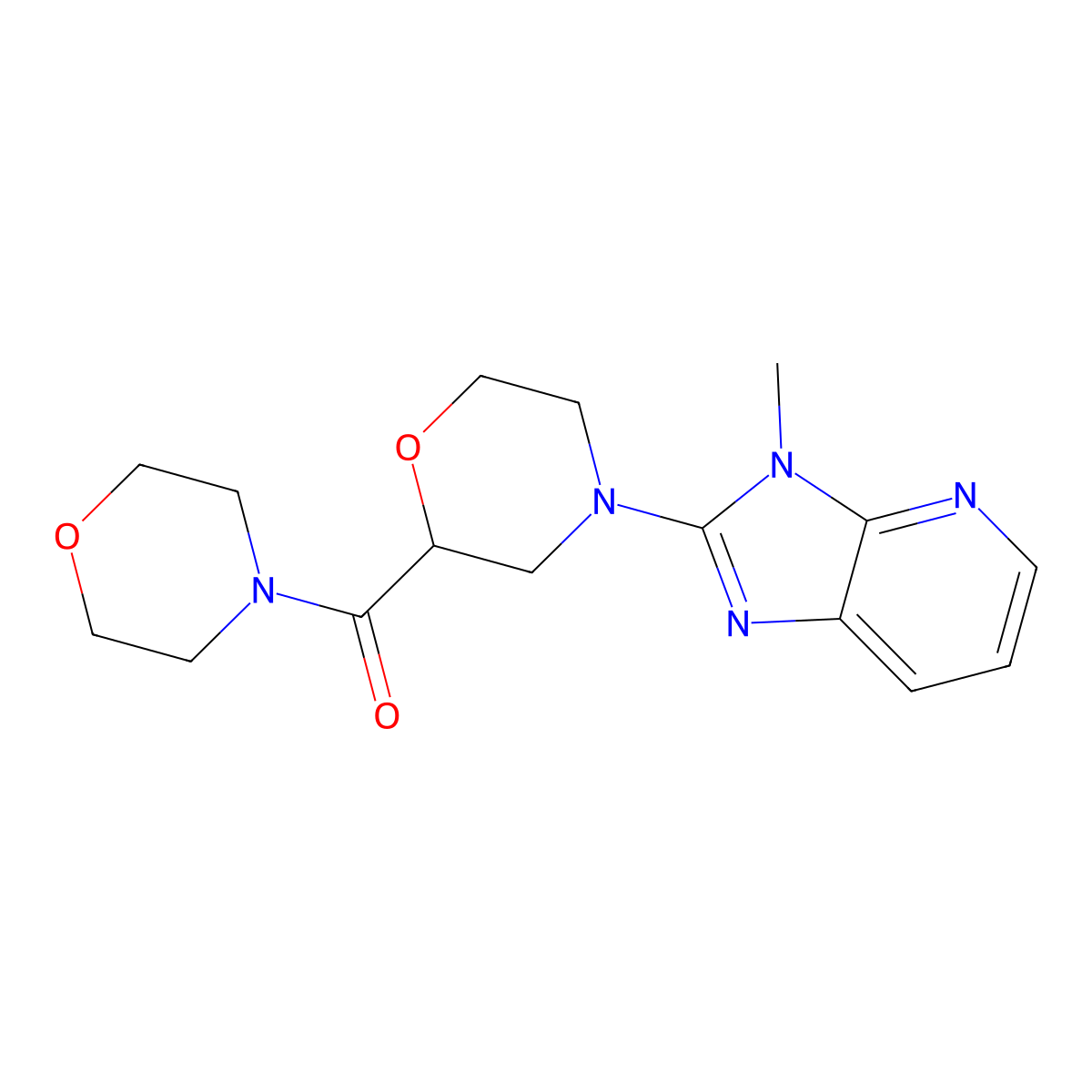 4-{3-methyl-3H-imidazo[4,5-b]pyridin-2-yl}-2-(morpholine-4-carbonyl)morpholine molecular structure, CAS 2640978-74-9