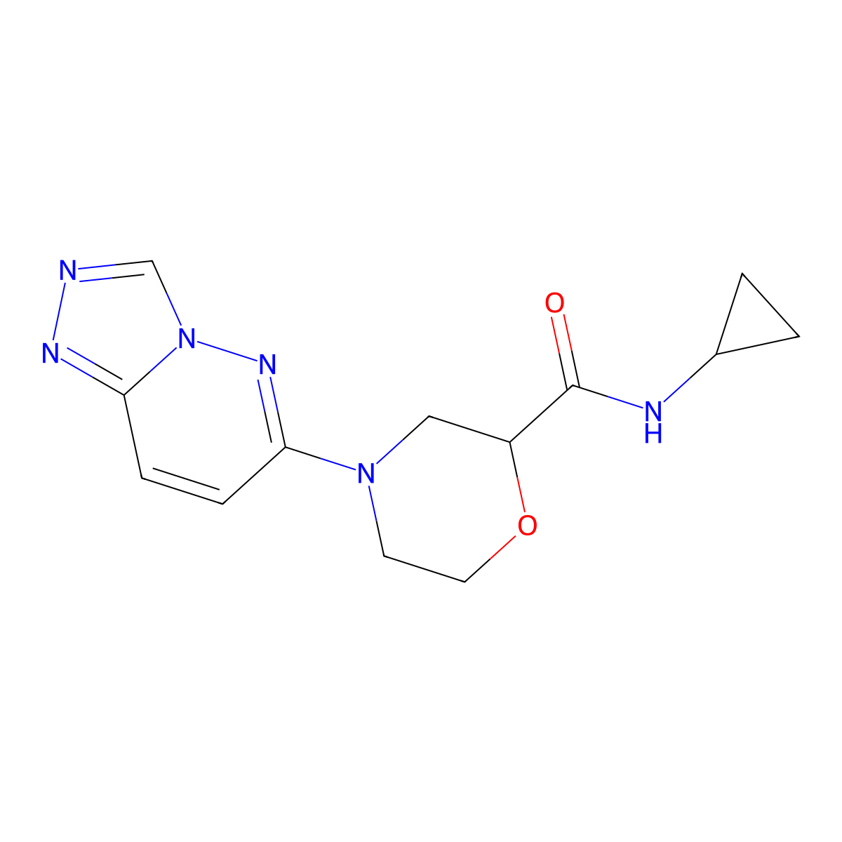 N-cyclopropyl-4-{[1,2,4]triazolo[4,3-b]pyridazin-6-yl}morpholine-2-carboxamide molecular structure, CAS 2640978-76-1