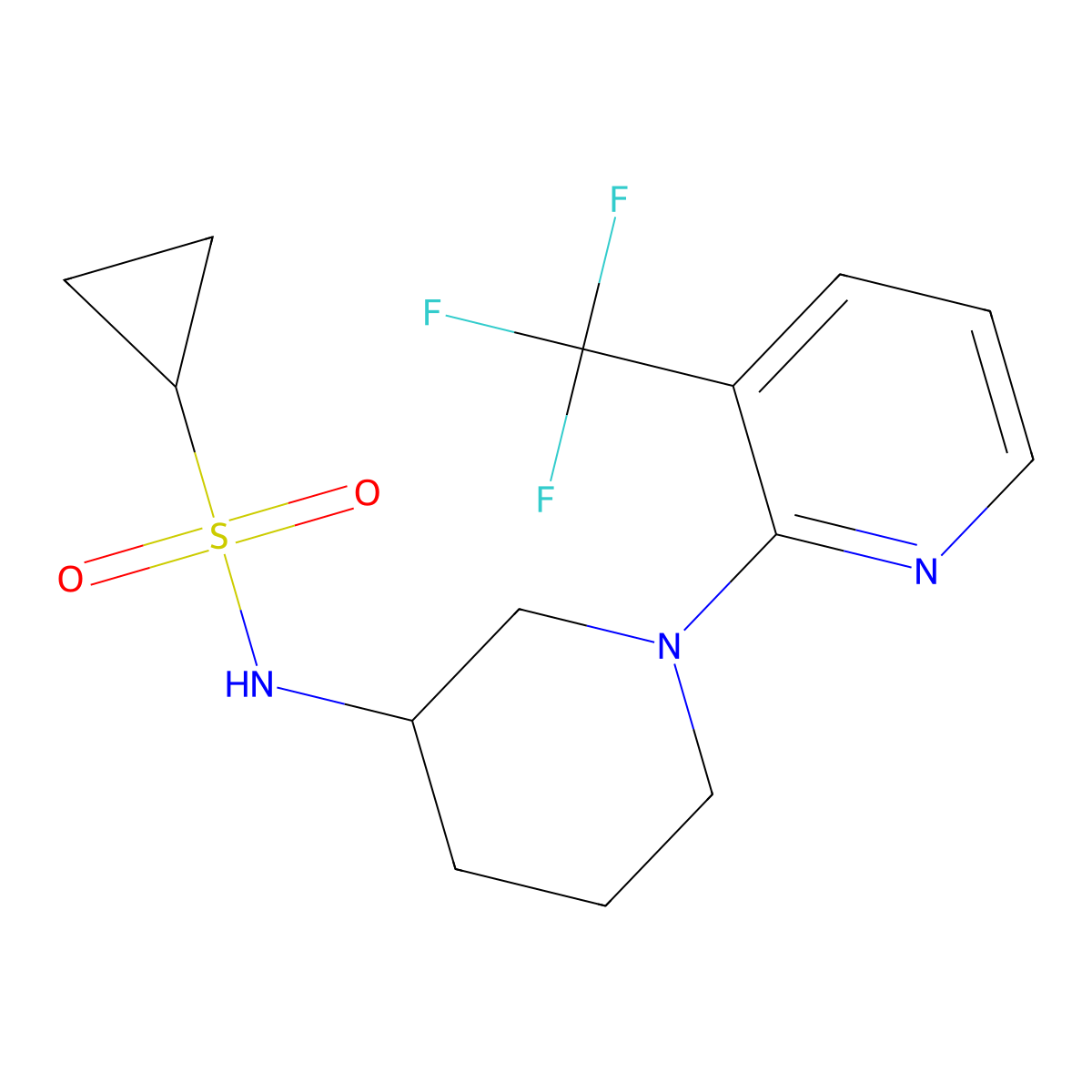 N-{1-[3-(trifluoromethyl)pyridin-2-yl]piperidin-3-yl}cyclopropanesulfonamide molecular structure, CAS 2640978-83-0