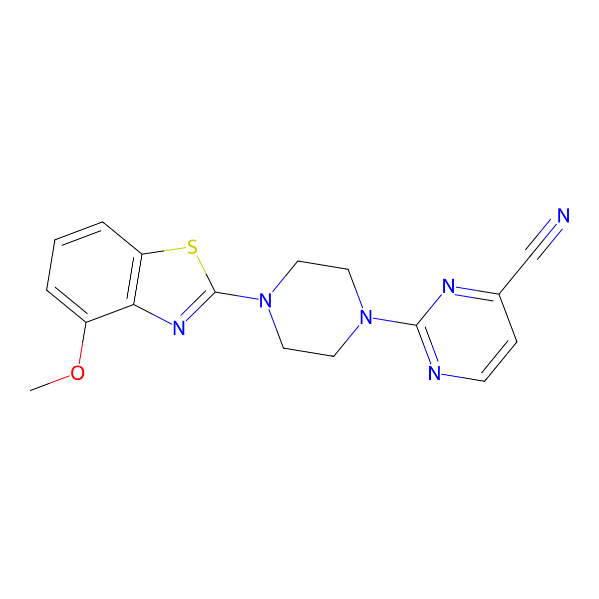 2-[4-(4-Methoxy-1,3-benzothiazol-2-yl)piperazin-1-yl]pyrimidine-4-carbonitrile molecular structure, CAS 2640978-85-2