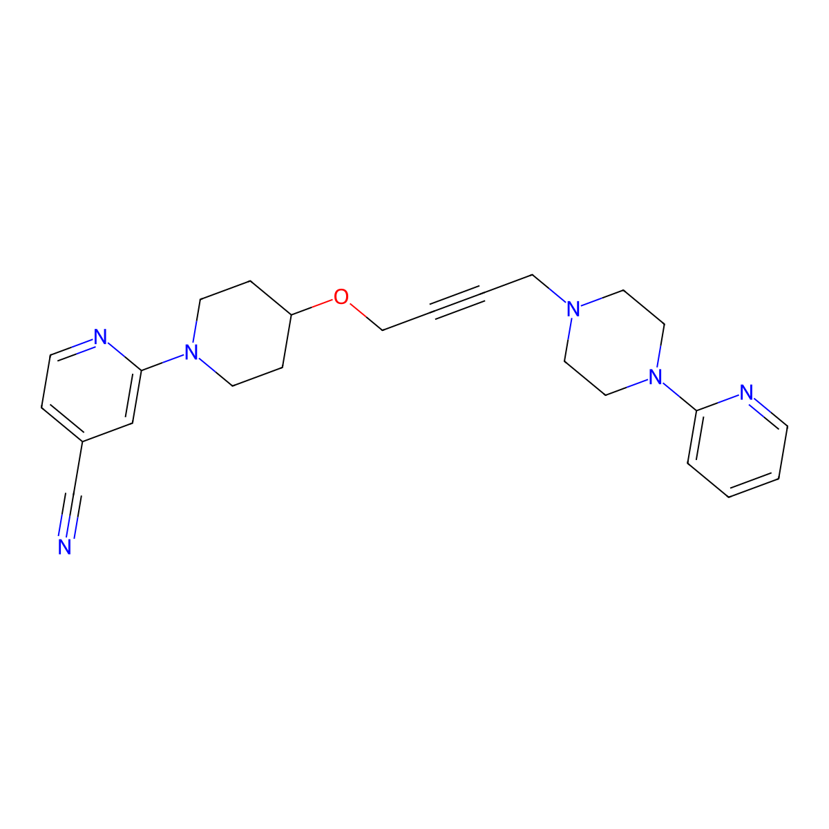 2-[4-({4-[4-(Pyridin-2-yl)piperazin-1-yl]but-2-yn-1-yl}oxy)piperidin-1-yl]pyridine-4-carbonitrile molecular structure, CAS 2640978-89-6
