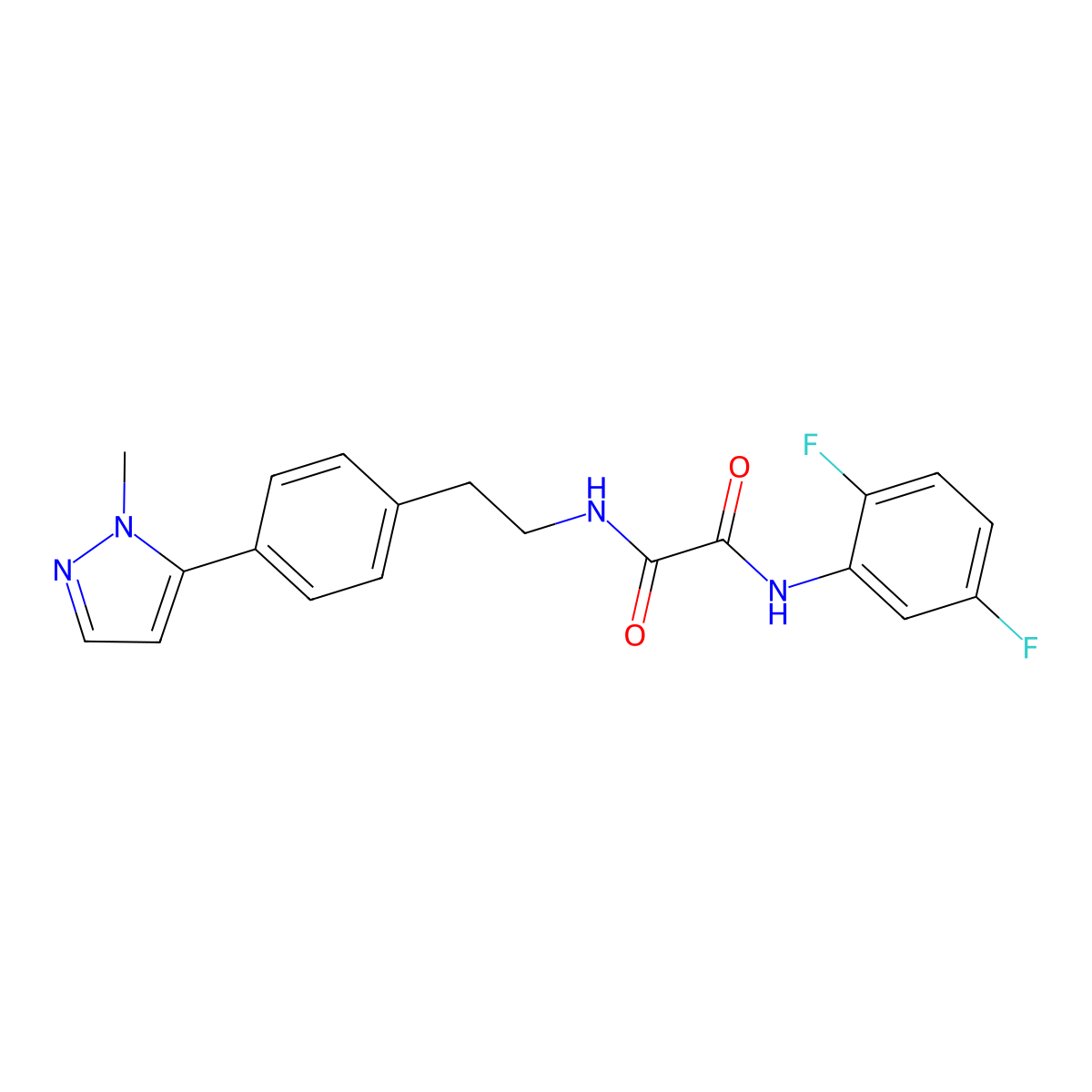 N-(2,5-difluorophenyl)-N'-{2-[4-(1-methyl-1H-pyrazol-5-yl)phenyl]ethyl}ethanediamide molecular structure, CAS 2640978-90-9